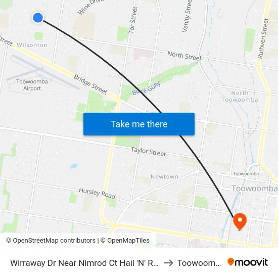 Wirraway Dr Near Nimrod Ct Hail 'N' Ride to Toowoomba map