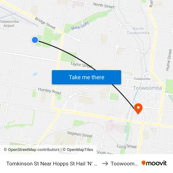 Tomkinson St Near Hopps St Hail 'N' Ride to Toowoomba map