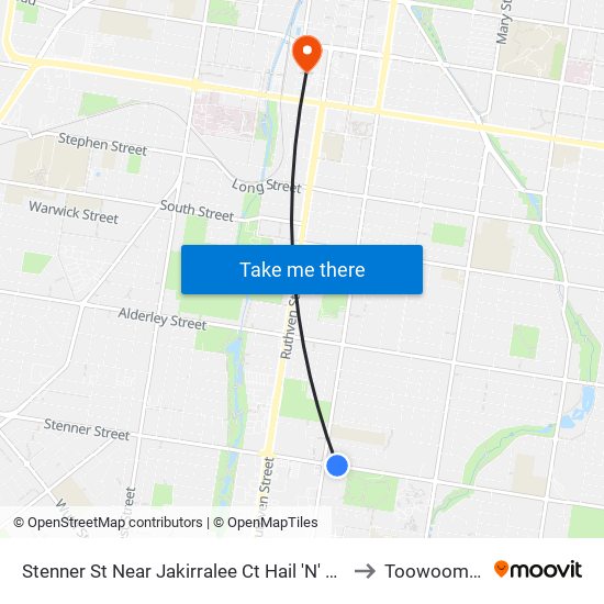 Stenner St Near Jakirralee Ct Hail 'N' Ride to Toowoomba map