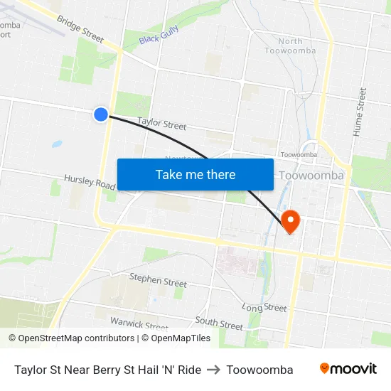 Taylor St Near Berry St Hail 'N' Ride to Toowoomba map