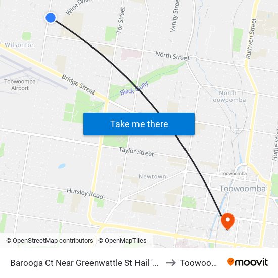 Barooga Ct Near Greenwattle St Hail 'N' Ride to Toowoomba map