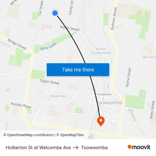 Holberton St at Welcombe Ave to Toowoomba map