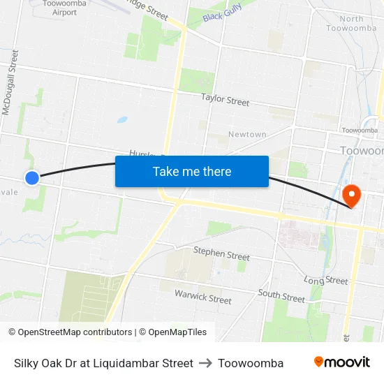 Silky Oak Dr at Liquidambar Street to Toowoomba map