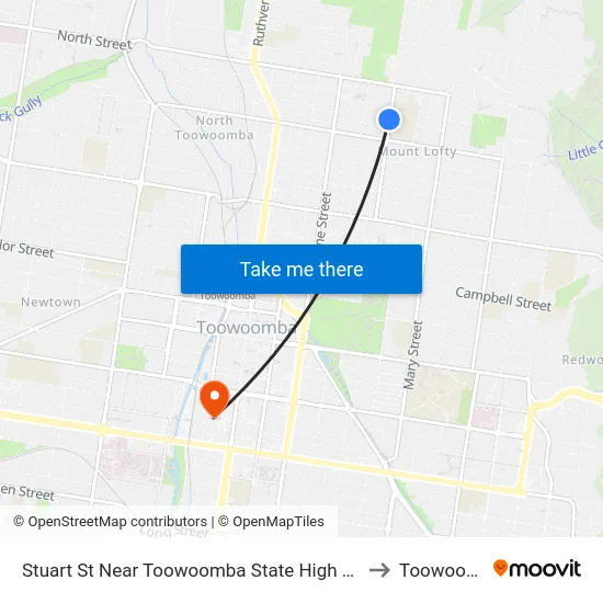 Stuart St Near Toowoomba State High School Hnr to Toowoomba map