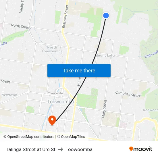 Talinga Street at Ure St to Toowoomba map