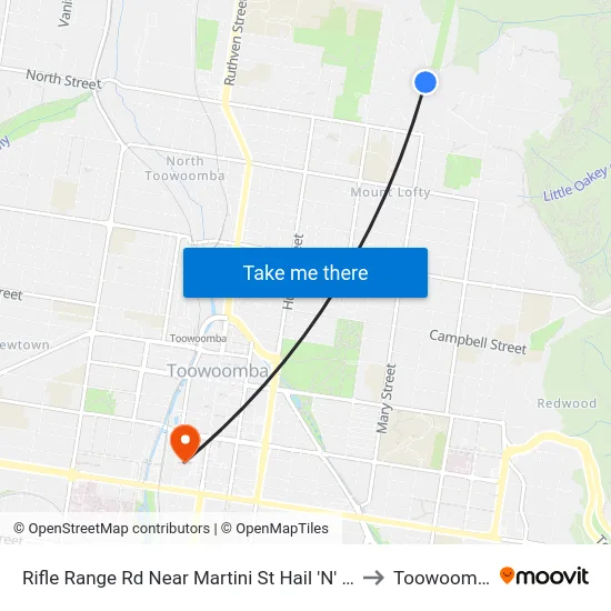 Rifle Range Rd Near Martini St Hail 'N' Ride to Toowoomba map