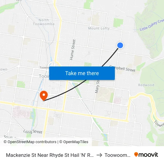 Mackenzie St Near Rhyde St Hail 'N' Ride to Toowoomba map