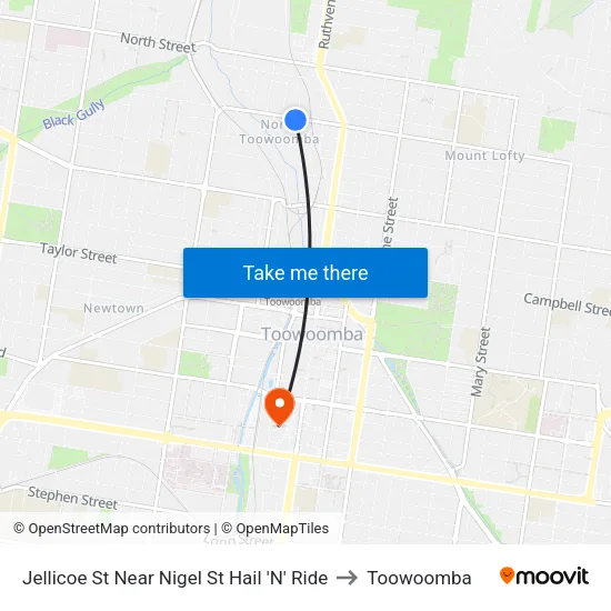 Jellicoe St Near Nigel St Hail 'N' Ride to Toowoomba map