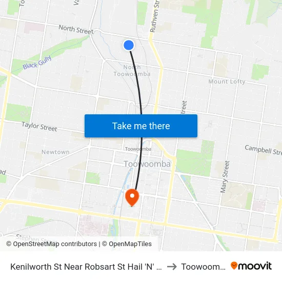 Kenilworth St Near Robsart St Hail 'N' Ride to Toowoomba map
