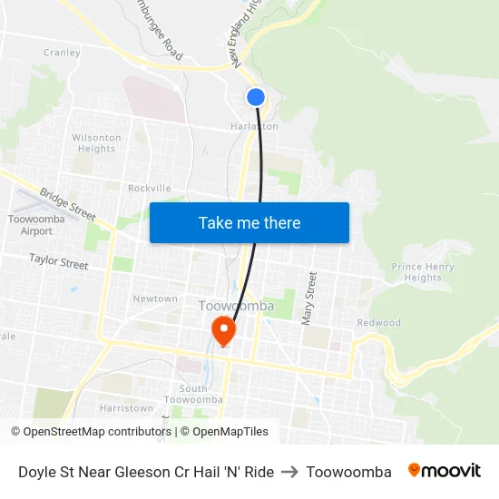 Doyle St Near Gleeson Cr Hail 'N' Ride to Toowoomba map