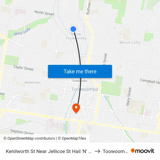 Kenilworth St Near Jellicoe St Hail 'N' Ride to Toowoomba map