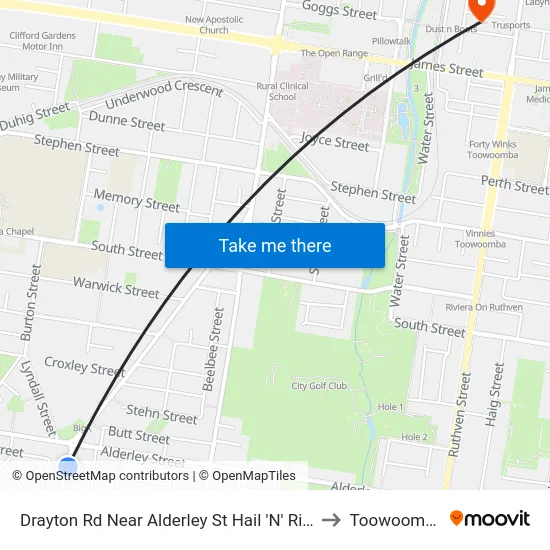 Drayton Rd Near Alderley St Hail 'N' Ride to Toowoomba map