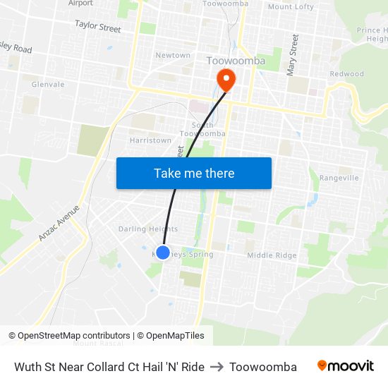 Wuth St Near Collard Ct Hail 'N' Ride to Toowoomba map