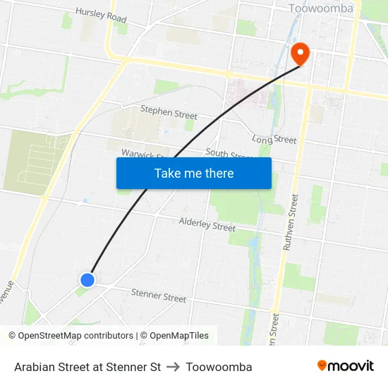 Arabian Street at Stenner St to Toowoomba map