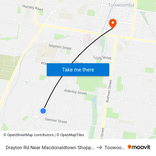 Drayton Rd Near Macdonaldtown Shopping Centr Hnr to Toowoomba map