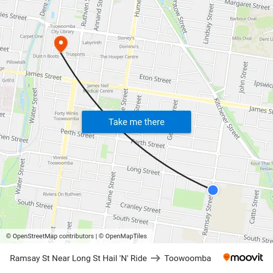 Ramsay St Near Long St Hail 'N' Ride to Toowoomba map