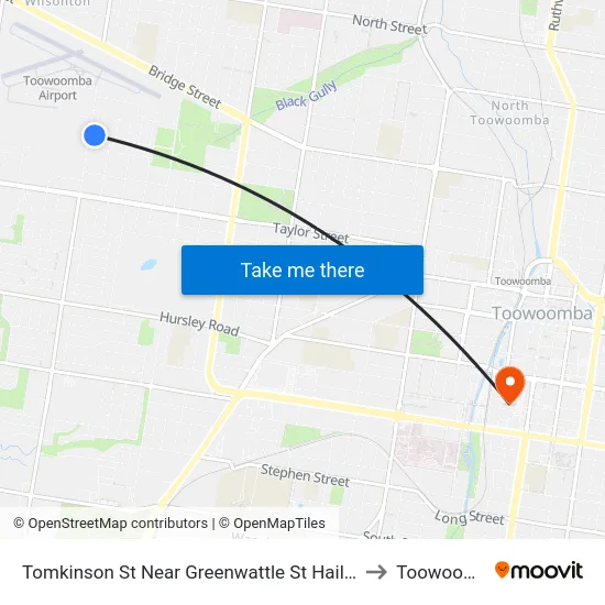 Tomkinson St Near Greenwattle St Hail 'N' Ride to Toowoomba map