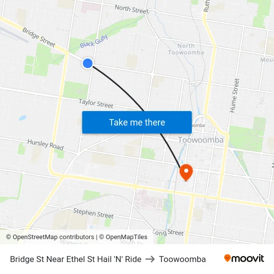 Bridge St Near Ethel St Hail 'N' Ride to Toowoomba map