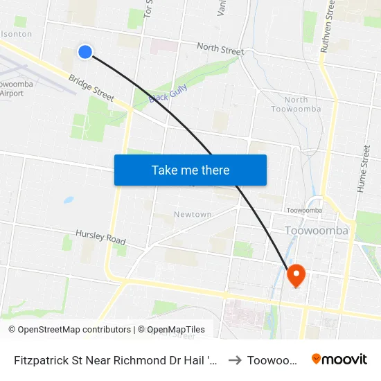 Fitzpatrick St Near Richmond Dr Hail 'N' Ride to Toowoomba map