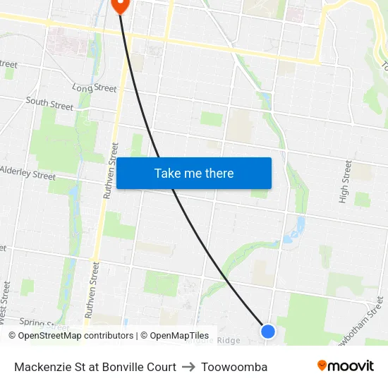 Mackenzie St at Bonville Court to Toowoomba map