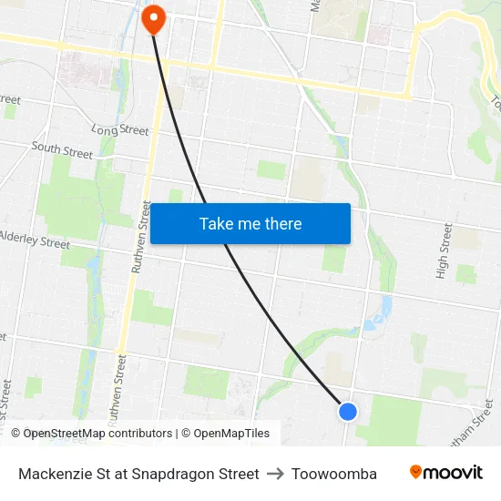 Mackenzie St at Snapdragon Street to Toowoomba map