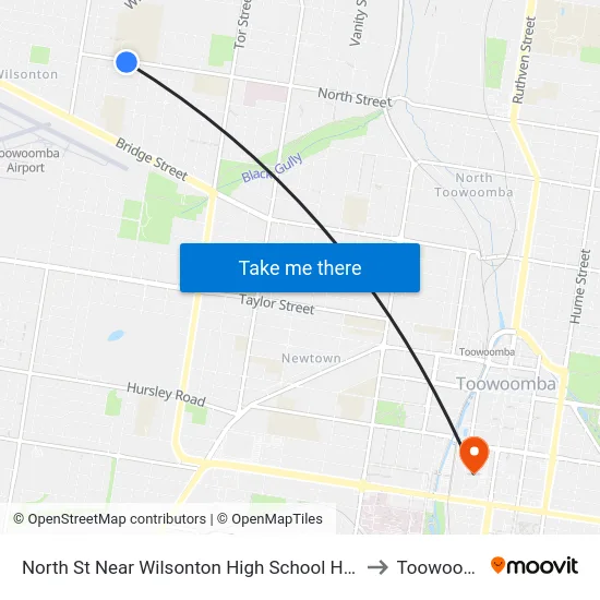 North St Near Wilsonton High School Hail 'N' Ride to Toowoomba map