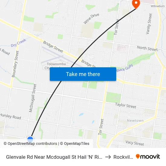 Glenvale Rd Near Mcdougall St Hail 'N' Ride to Rockville map