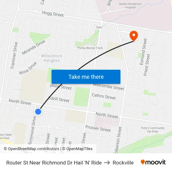 Router St Near Richmond Dr Hail 'N' Ride to Rockville map