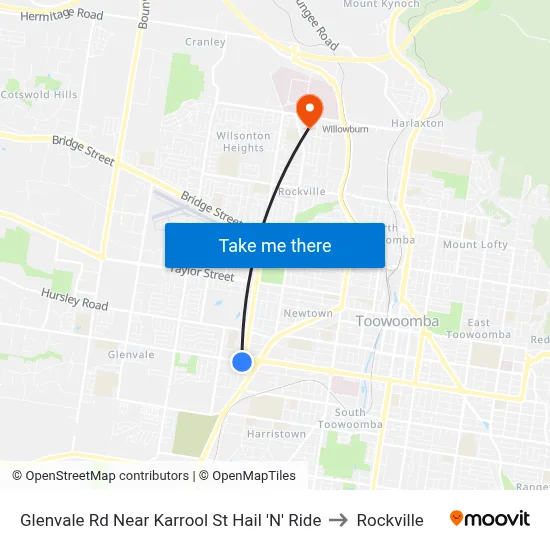 Glenvale Rd Near Karrool St Hail 'N' Ride to Rockville map