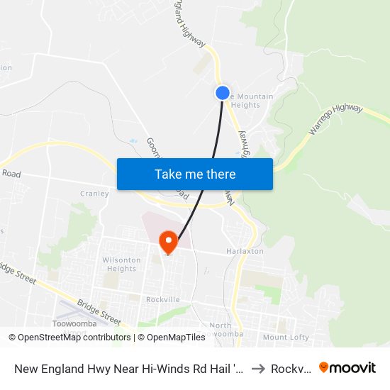 New England Hwy Near Hi-Winds Rd Hail 'N' Ride to Rockville map