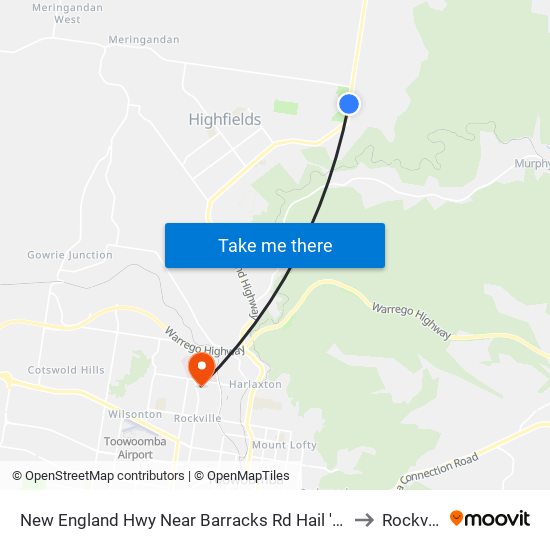 New England Hwy Near Barracks Rd Hail 'N' Ride to Rockville map