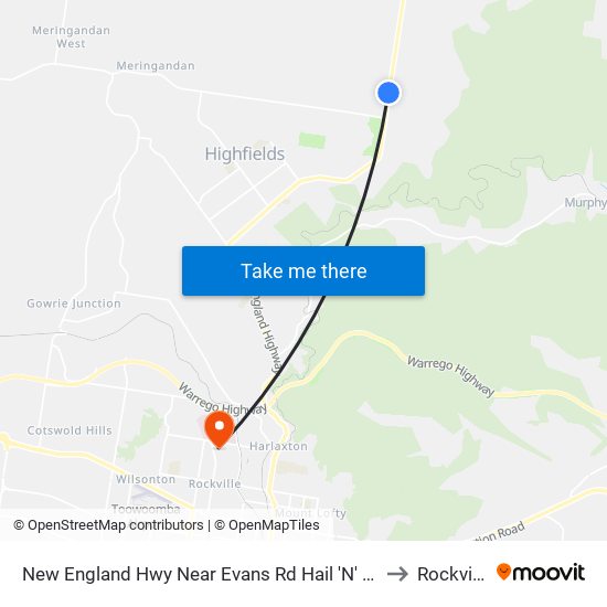 New England Hwy Near Evans Rd Hail 'N' Ride to Rockville map