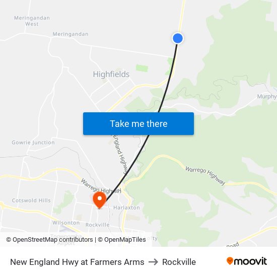 New England Hwy at Farmers Arms to Rockville map