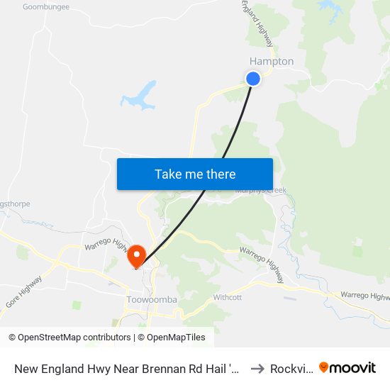 New England Hwy Near Brennan Rd Hail 'N' Ride to Rockville map