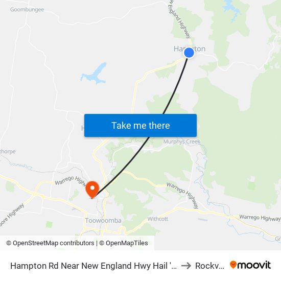 Hampton Rd Near New England Hwy Hail 'N' Ride to Rockville map