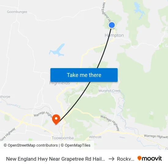 New England Hwy Near Grapetree Rd Hail 'N' Ride to Rockville map