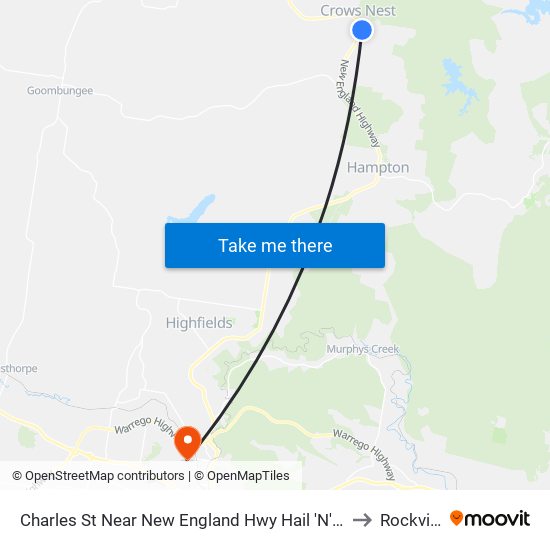 Charles St Near New England Hwy Hail 'N' Ride to Rockville map