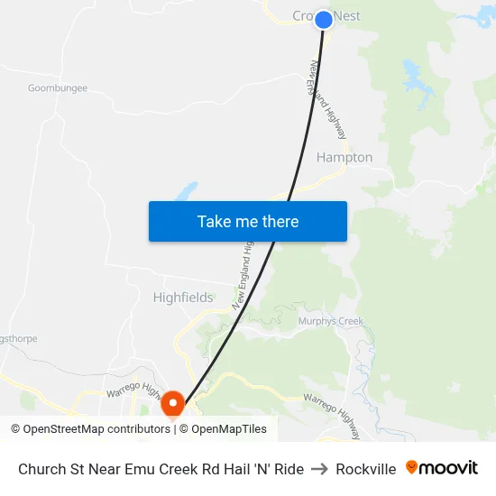 Church St Near Emu Creek Rd Hail 'N' Ride to Rockville map