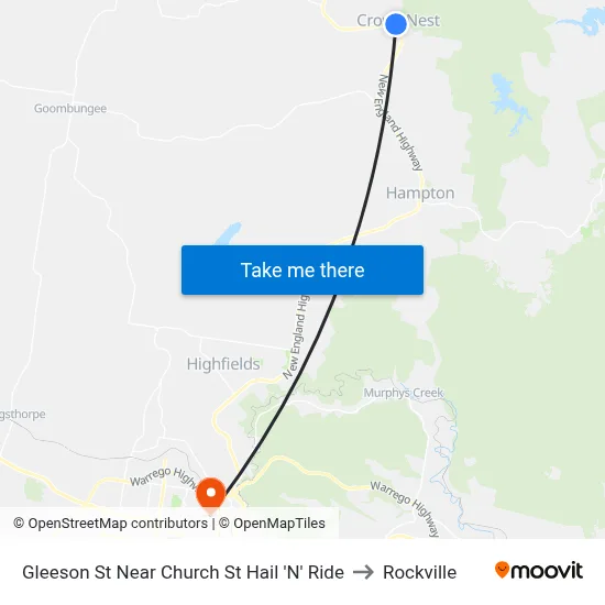Gleeson St Near Church St Hail 'N' Ride to Rockville map