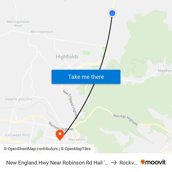 New England Hwy Near Robinson Rd Hail 'N' Ride to Rockville map