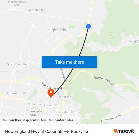 New England Hwy at Cabarlah to Rockville map