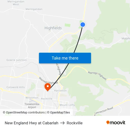New England Hwy at Cabarlah to Rockville map
