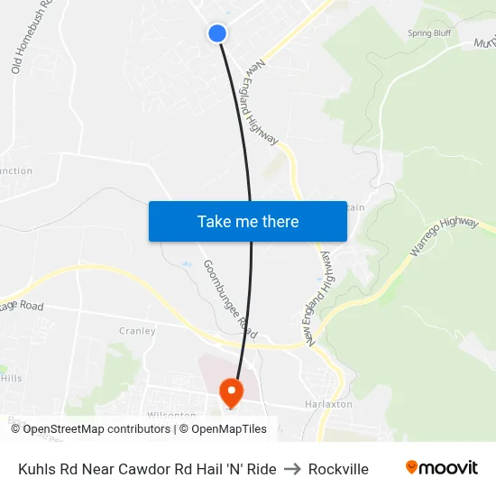 Kuhls Rd Near Cawdor Rd Hail 'N' Ride to Rockville map