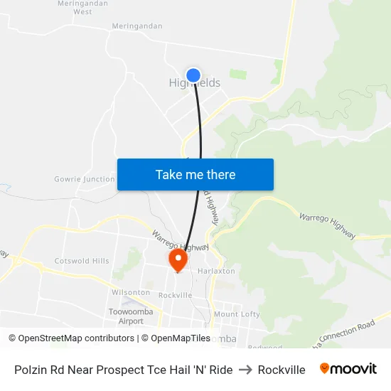 Polzin Rd Near Prospect Tce Hail 'N' Ride to Rockville map