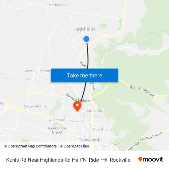 Kuhls Rd Near Highlands Rd Hail 'N' Ride to Rockville map