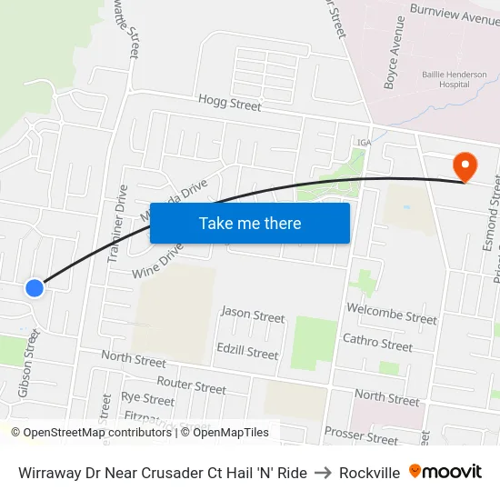 Wirraway Dr Near Crusader Ct Hail 'N' Ride to Rockville map