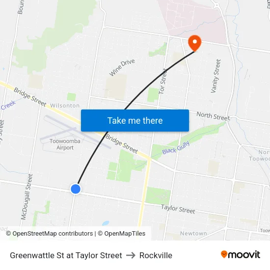 Greenwattle St at Taylor Street to Rockville map