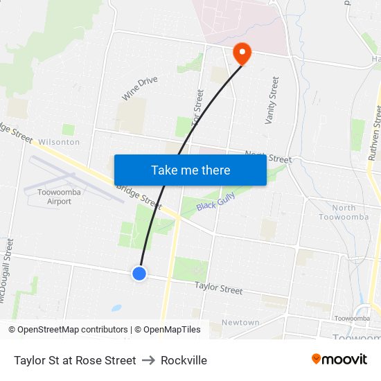 Taylor St at Rose Street to Rockville map