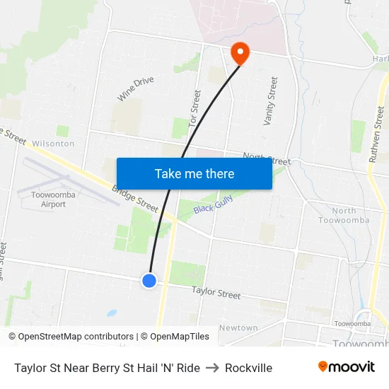 Taylor St Near Berry St Hail 'N' Ride to Rockville map