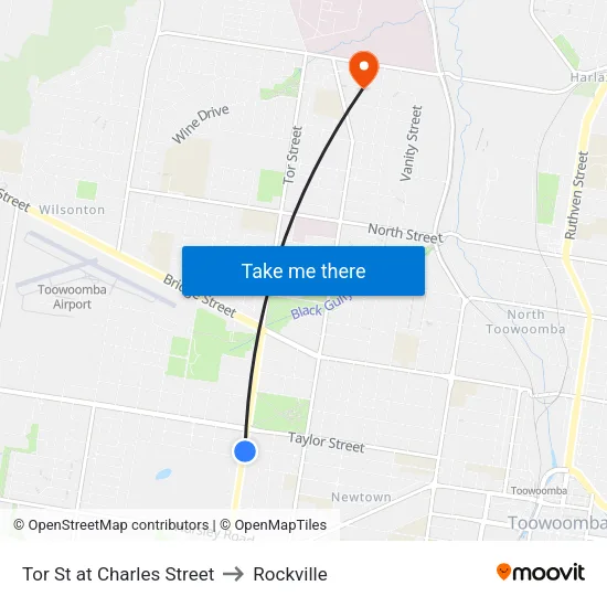 Tor St at Charles Street to Rockville map